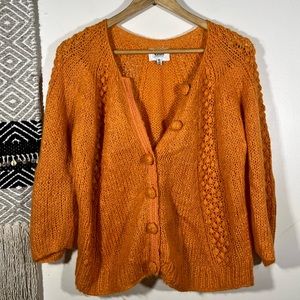 Ruum orange mohair lace cardigan